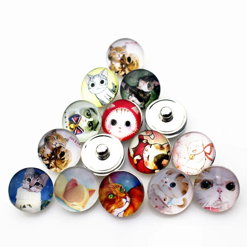 

Стеклянные кнопки с изображением животных и кошек Mix 20 шт./лот, подходят для браслетов и обручей 18 мм с имбирем, ювелирные изделия «сделай сам...