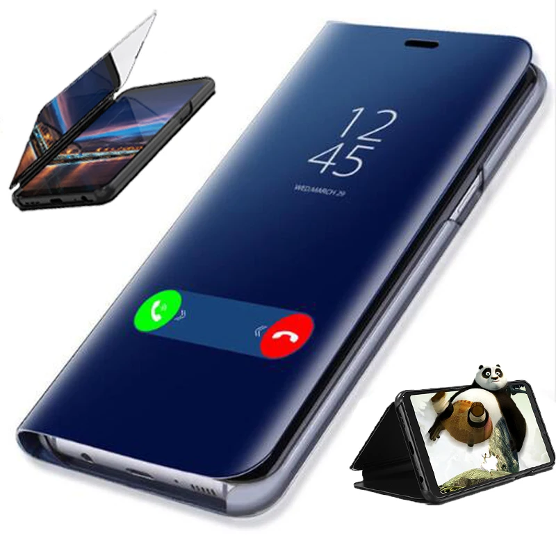 Зеркальный кожаный чехол-подставка для huawei P30 P20 P8 Lite Pro Honor 8X8 8A 10 Lite Nova 4 3 3i 3 2i P Smart Coque
