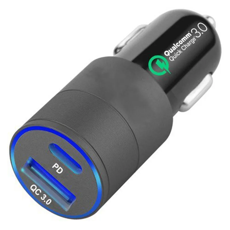 Автомобильное зарядное устройство Type-C PD для телефона быстрая зарядка QC3.0 двойное