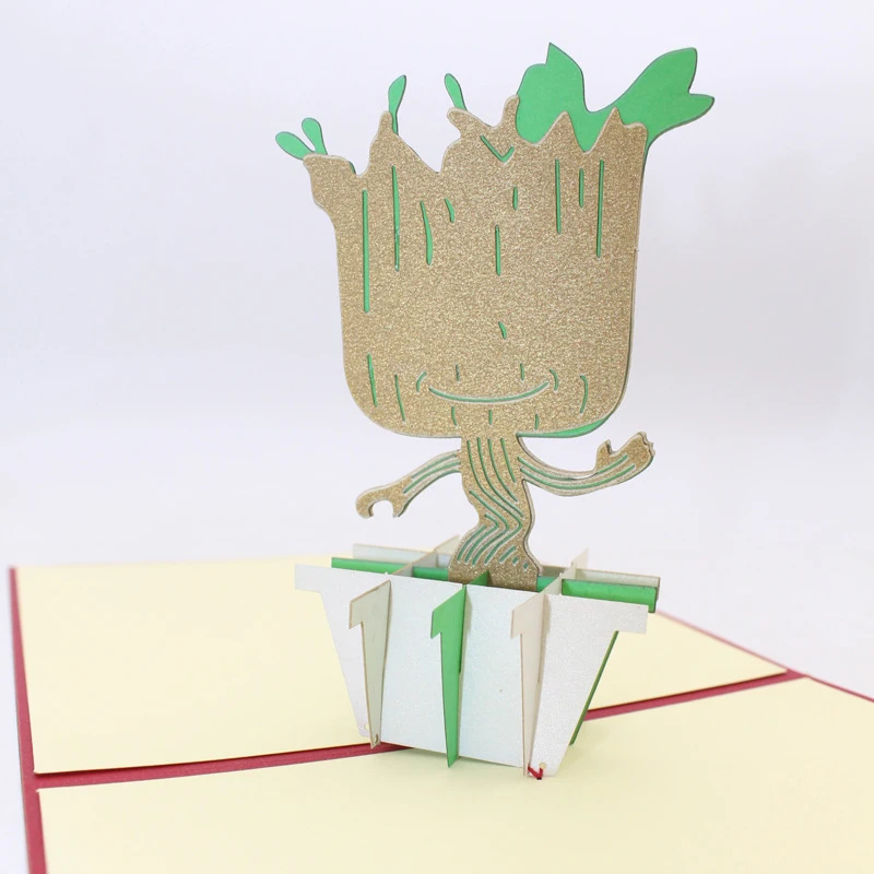 4 вида 3D ручной работы мультфильм Дерево свинка герой бумажные приглашения
