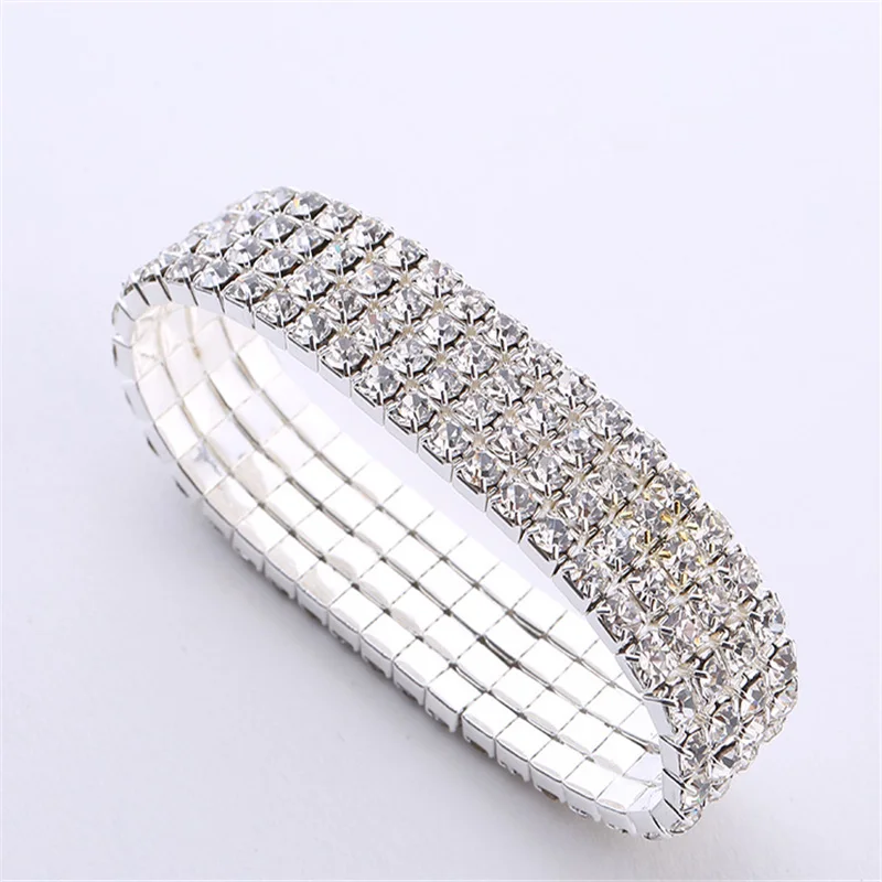 Распродажа 1 шт. очаровательные Кристальные Стрейчевые блестящие серебряные