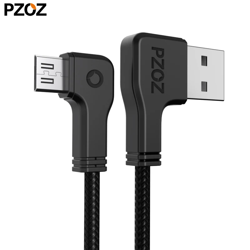 Кабель micro usb PZOZ 90 градусов нейлоновый шнур для быстрой зарядки и синхронизации