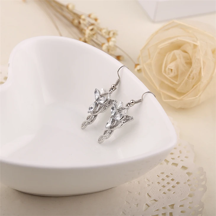 Серьги-подвески Arrwen Evenstar Elfstone Elessar Arargorn Galadriel Elf принцесса с кристаллами модные