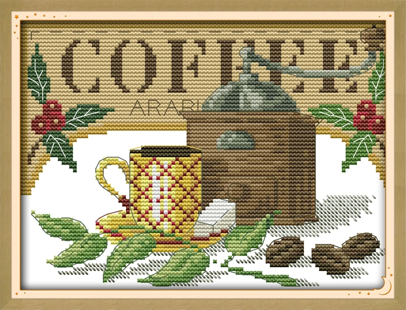 Coffee artistic conception (1) counted printed on fabric DMC 14CT 11CT Cross Stitch kits embroidery needlework Sets Home Decor | Дом и сад