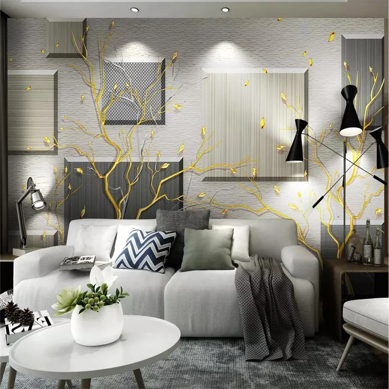 

Decorative wallpaper series Modern abstract rich tree 3D TV viewing sofa background wall