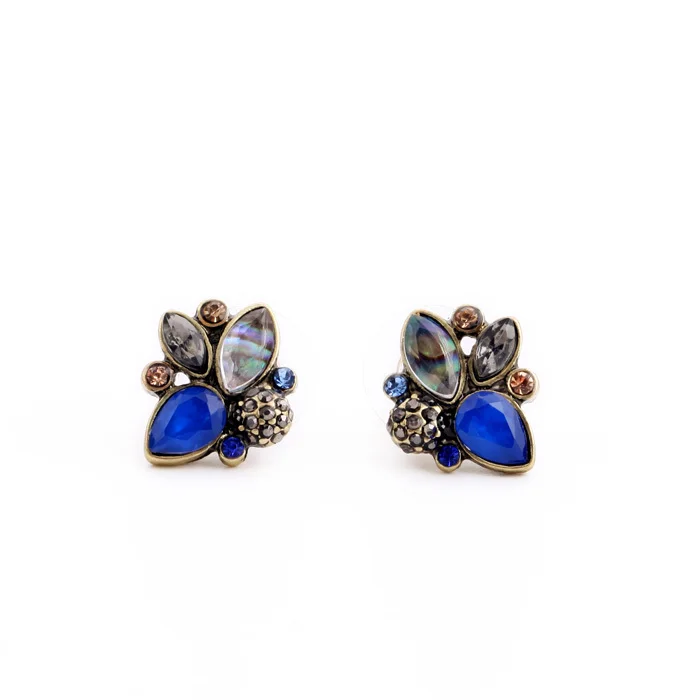 2014 Best Seller Resin Glass Zinc Alloy High Quality Fashion Vintage Noble Blue Teardrop Earring Stud | Украшения и аксессуары