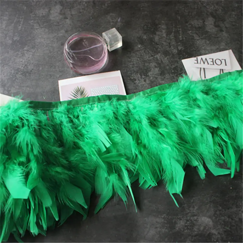 Grass green 1to2 метра индейка перьевая отделка Край ткани DIY швейная одежда и декоративная Свадебная вечеринка - Цвет: Grass green