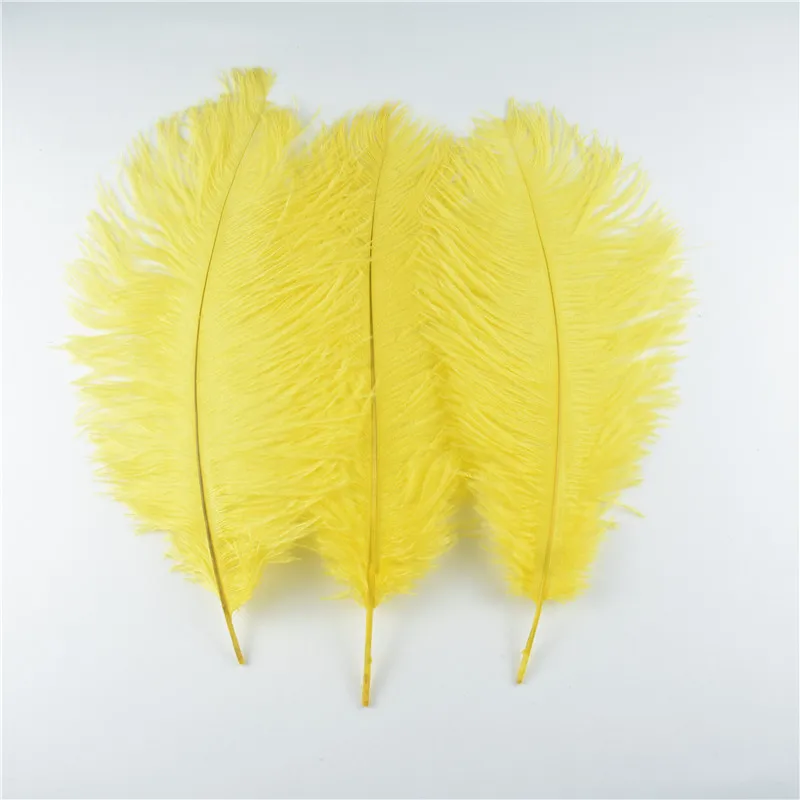 Yellow 10 штук 40-45 см/16-18 дюймов натуральный Страус белое перо ремесла карнавальный костюм вечерние украшения для дома Свадебные перья - Цвет: Yellow