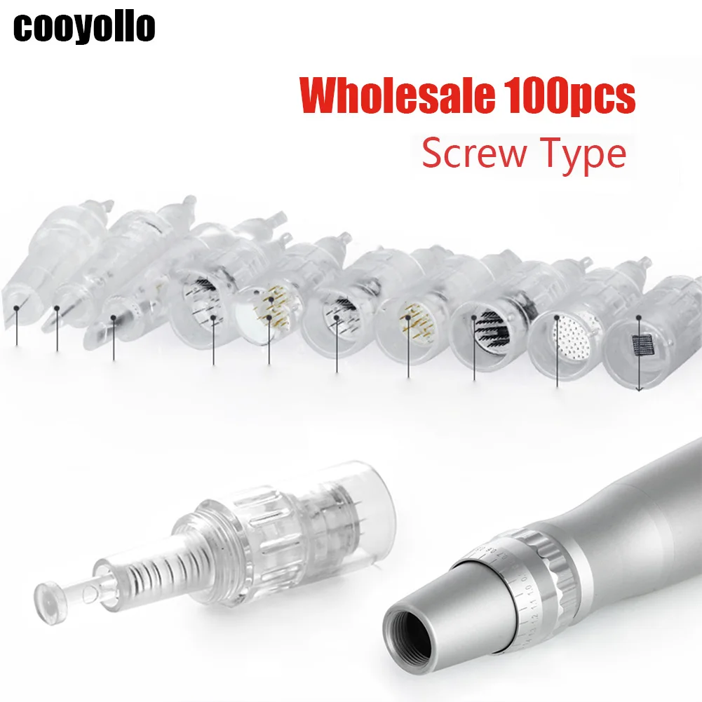 

Оптовая продажа, 100 шт., винтовой порт, картридж для тату, Nano Microneedle, электрическая автоматическая вращающаяся иголки для бровей, лица, макияж...
