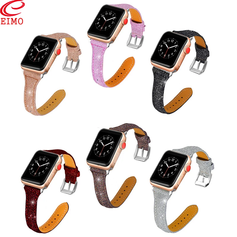 Тонкий кожаный ремешок для Apple watch band 40 мм 44 браслет из воловьей кожи iWatch 38 42 series 3 4 5