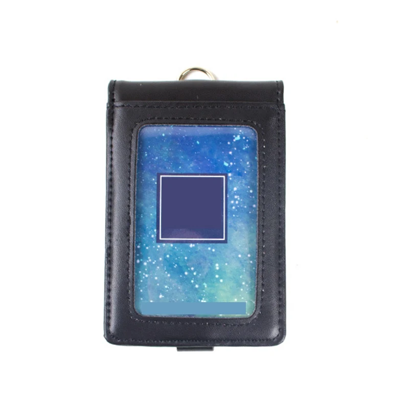 Black vertical Nahoo вертикальный стильный держатель для ID из натуральной кожи, визитница, чехол, держатель для карт, ярлык для Id карты, ремешок, выдвижной ремешок - Цвет: Black vertical