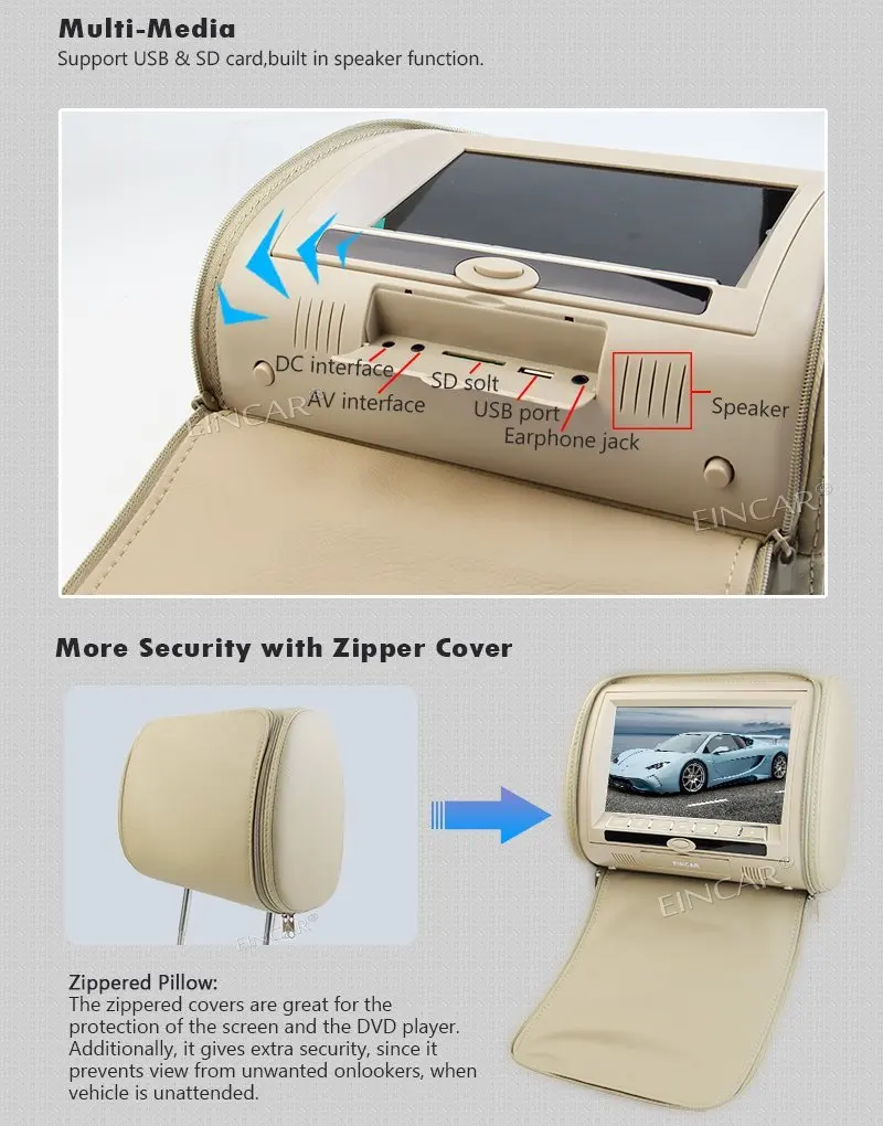 Пара наушников в комплекте! 9 дюймов Широкоформатный Автомобильный подголовник