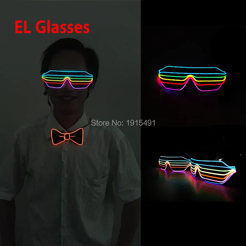 Солнцезащитные очки 7 цветов смешанный Европейский стиль светящиеся EL wire shuter Eyewear