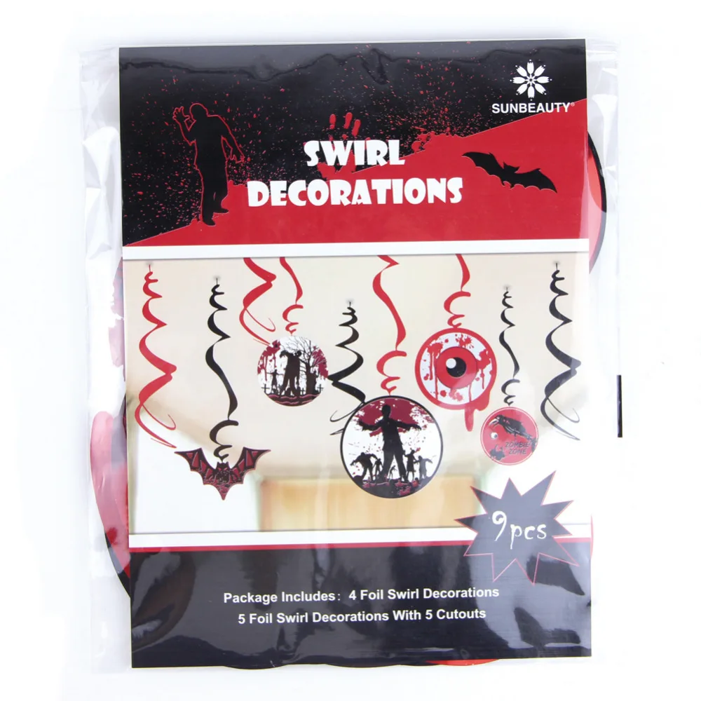 Набор из 9 смешной жуткой Хэллоуина вечерние летающие летучие мыши кровавые