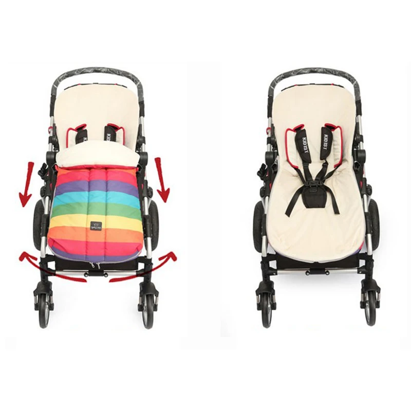 Baby Stroller Sleeping Bag Newborn Warm Rainbow Winter Envelope For Pram Kids Toddler Sleep Sack Swaddle Cart Set Bedding |