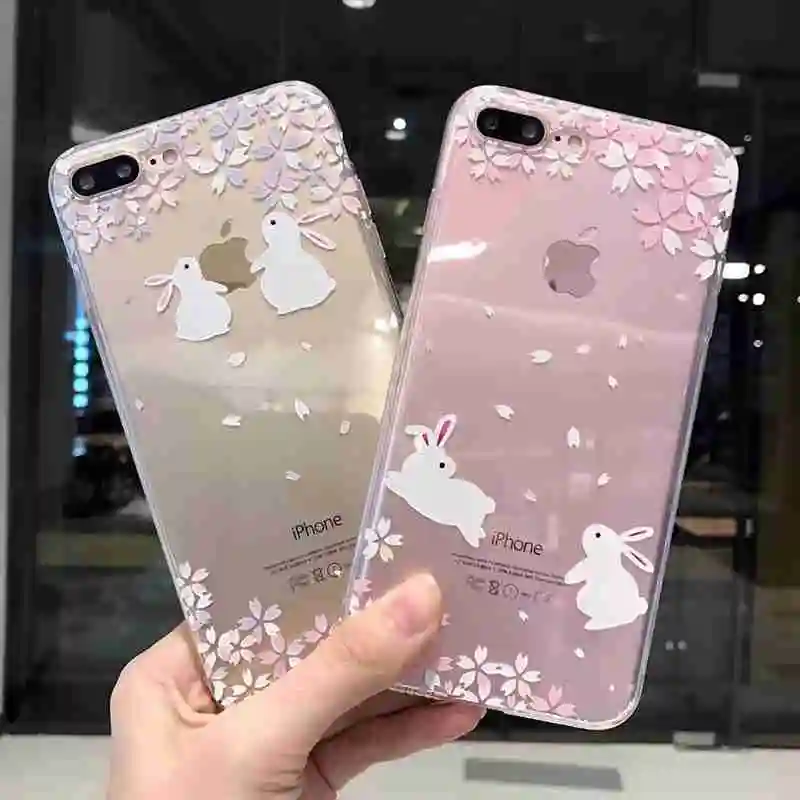 Japanese Girl Style Phone Case For IPhone X 7 8 Plus Cases Soft Silicon PU Cherry Blossoms Cover Iphone 6 S 8plus Capa |