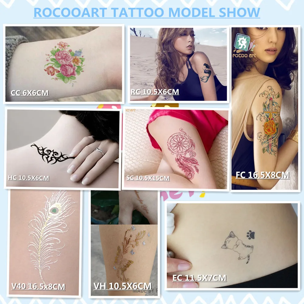 Rocooart, зеленые листочки, водонепроницаемые Временные татуировки, наклейки, боди-арт, поддельные татуировки, красочные чернила, цветы, тату для женщин, Flash Tatuagem