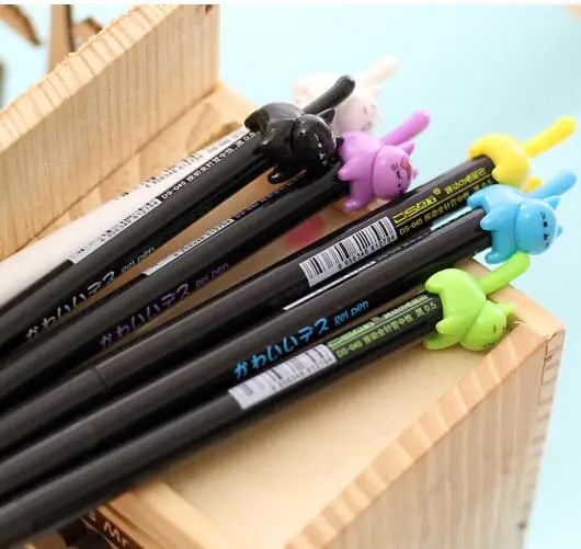 

1pcs/lot 0.5mm Black Ink Gel Pen Pointing Stone Beating Cat Tail Presses Gel Pen For School And Office Writing