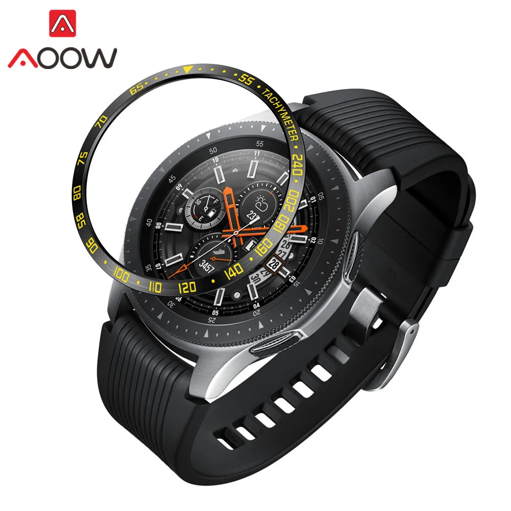 Black yellow Ободок кольцо стиль для samsung Galaxy Watch 46 мм клейкая крышка против царапин Нержавеющая сталь защита аксессуары для шестерни S3 - Цвет ремешка: Black yellow