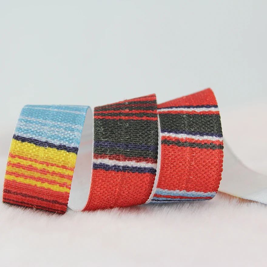 20 yards 16mm single face printed polyester webbing colorful stripe elastic ribbon for sewing | Дом и сад