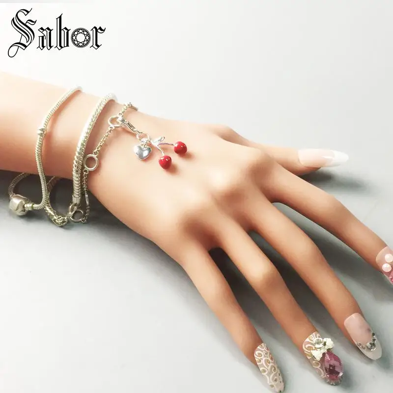 thomas Cherries &amp Heart Charm gifts Jewelry For Women 2020 Gift Silver color plated Fit jewellery charms | Украшения и