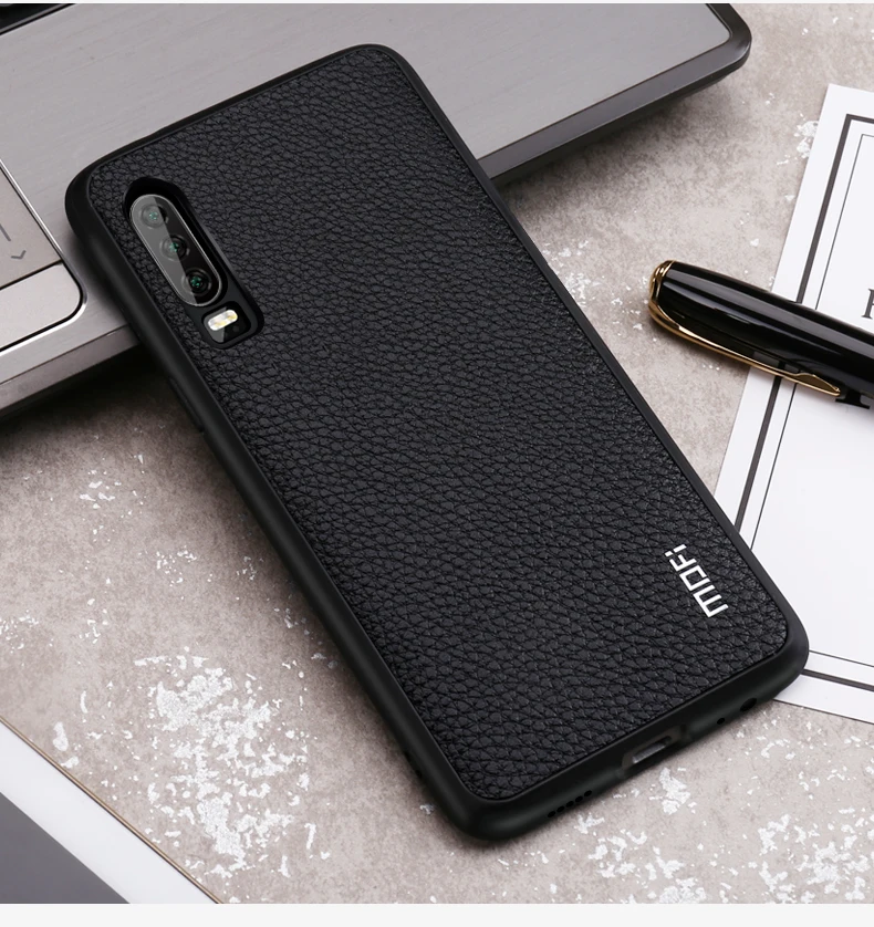 Для huawei P30 Pro чехол Mofi для huawei P30 Lite чехол Обложка на заднюю панель из искусственной кожи зернистый деловой стиль для huawei P30 Крышка Черный Красный