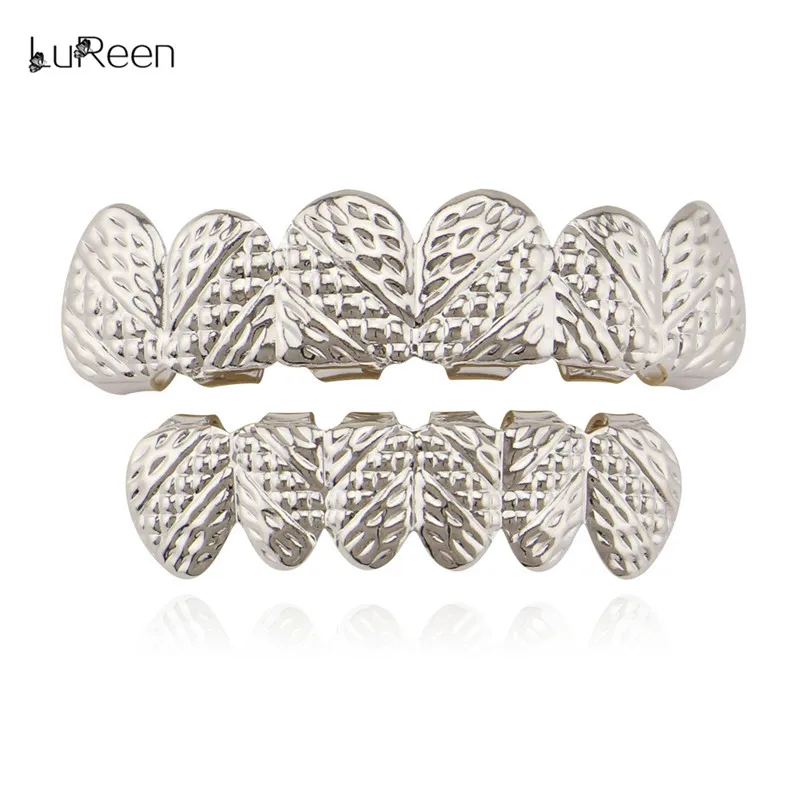 LuReen Teeth Grillz Топ и низ золотые зубные грили стоматологические медные колпачки для