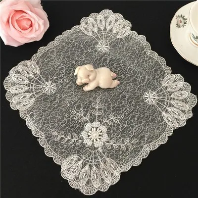 Beige 3 Квадратный 25 см сетчатый Жаккард кружева современный стиль салфетка коврик под вазу Подушка Настольный коврик лампа накладка набор-верхняя коробка рисовая плита крышка полотенце - Цвет: Beige 3