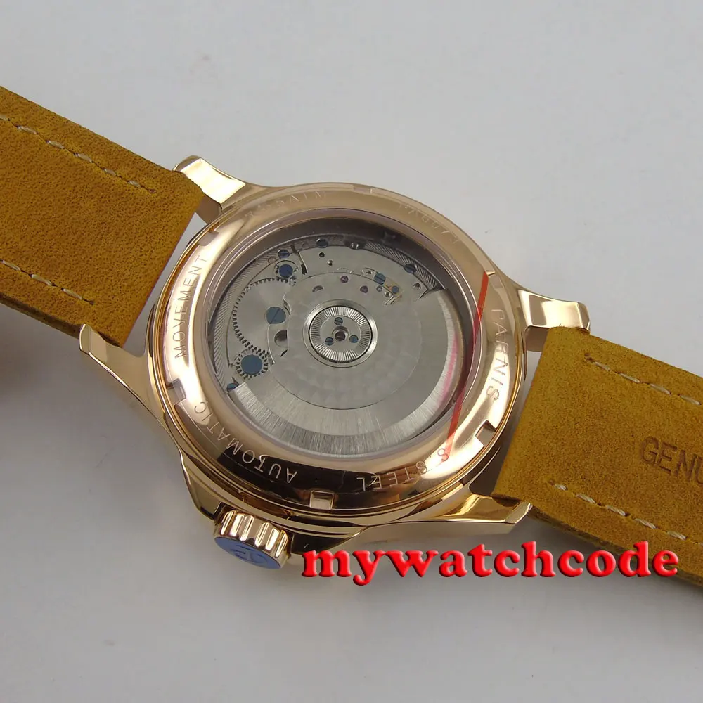 Автоматические Мужские часы с черным циферблатом и сапфировым стеклом ST2542 44