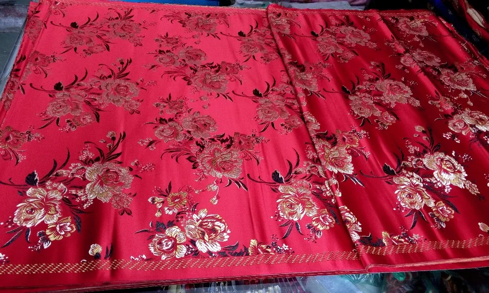 Традиционная китайская шелковая парчовая ткань Чонсам 75 см полиэстер Красная
