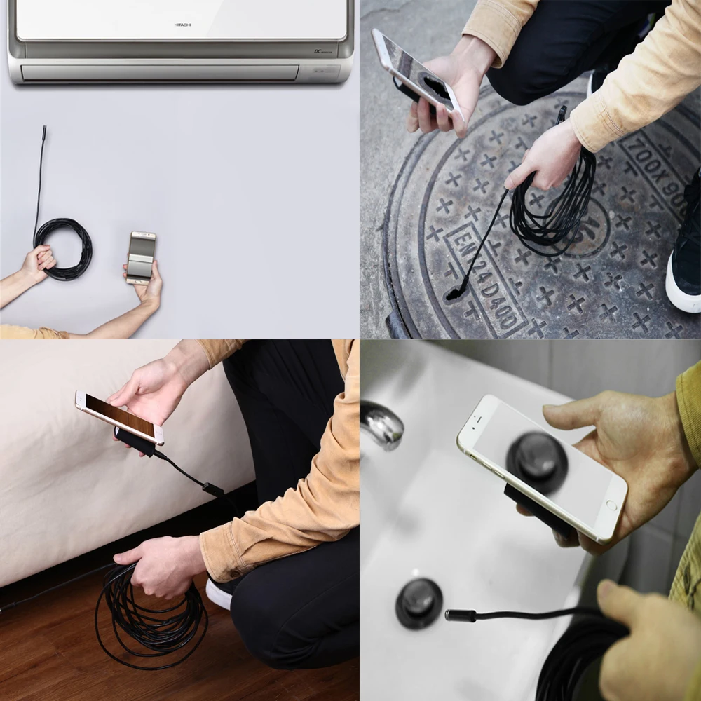 Full HD 1200P WIFI Endoscope 2MP Camera 10M/5M/3.5M/2M/1M Android iPhone Snake Rigid Cable USB Wirless Borescope 8mm 8LED | Безопасность