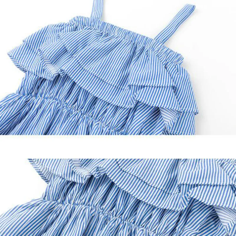 

Brand Girls Embroidered Dress Summer 2019 New Children Princess Dress Kids Stripes Dress Baby Suspender Dress for Toddler,#3915