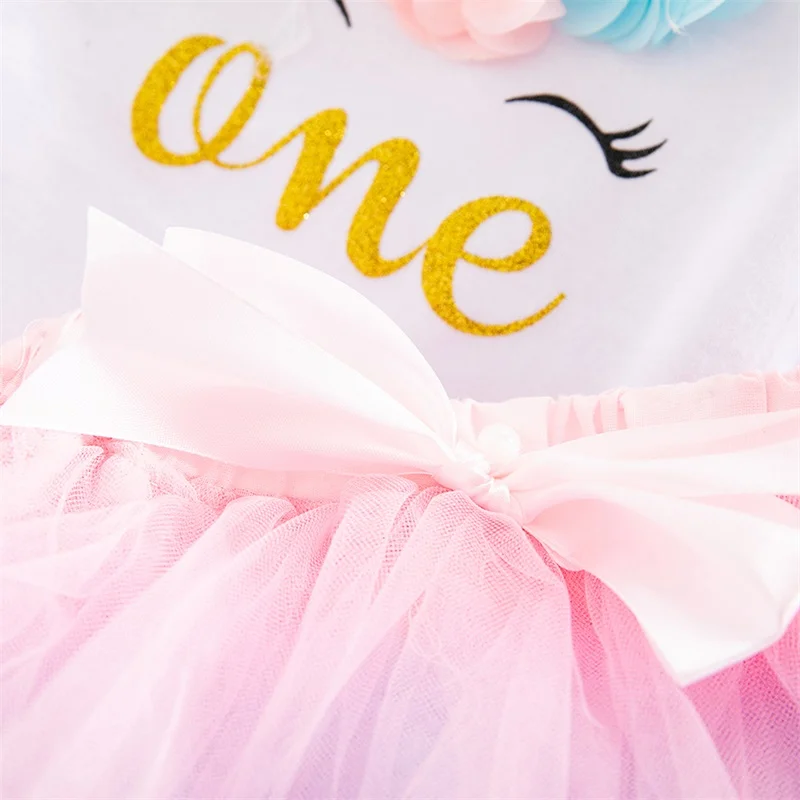 Платье с единорогом для новорожденных на 1 день рождения платье малышей одежда