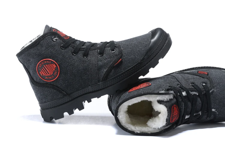 Palladium Pampa плюшевая теплая Повседневная парусиновая обувь ковбойские зимние Туфли без каблуков Для мужчин Военная Униформа армия тактический Ботильоны Zapatos de Hombre