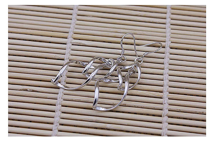 TJP Trendy Long Tassel Double Leaf Shaped Female Earrings Jewelry Pure 925 Sterling Silver Drop Earring For Women Wedding Party | Украшения