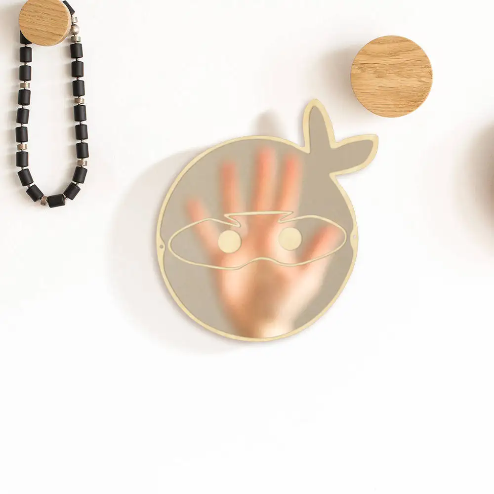 Japanese Ninja Shaped Acrylic Wall Mirror With Wooden Back Comic Anime Fans Gift Nursery Kids Room Cartoon Show Decor Art Mural | Дом и сад