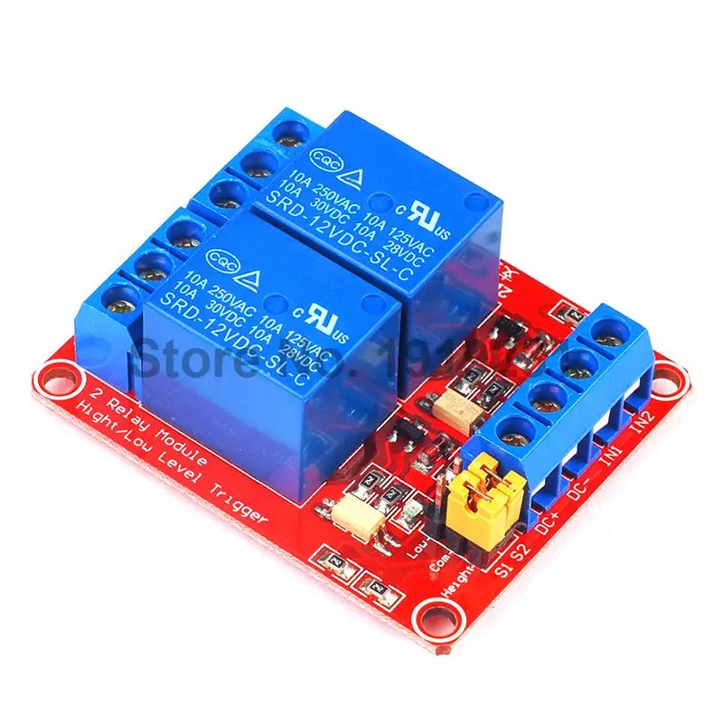 12V 2 канальный релейный модуль высокий и низкий уровень запуска с оптопарой реле