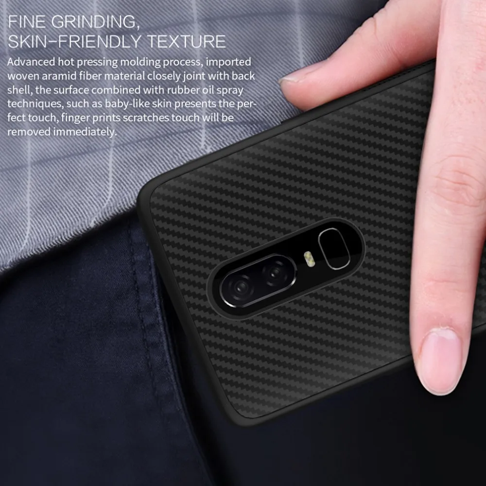 Для Oneplus 6 Nillkin synthetic fiber сотовый Чехол для телефона для Oneplus 6 твердый карбоновый ПК пластик задняя крышка TPU мягкий чехол