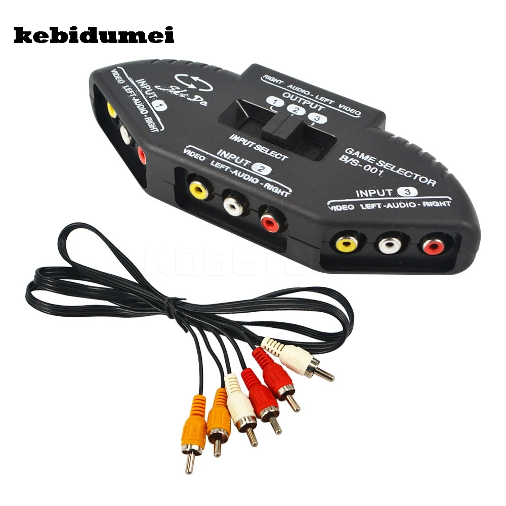 

kebidumei High Quality Black Selector 3 Ports Video Game Switch Cable AV RCA