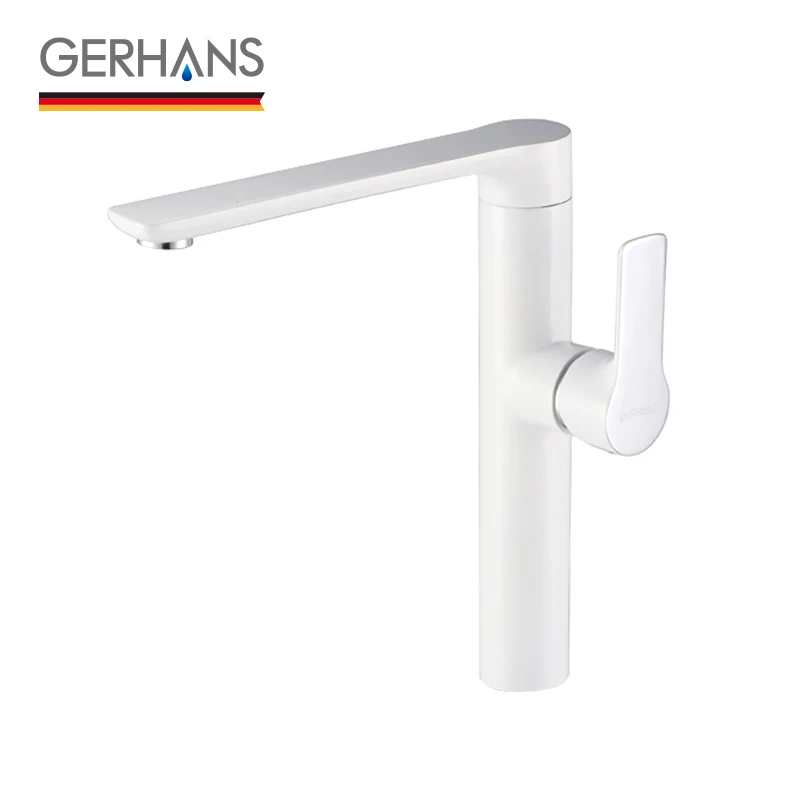 GERHANS Irismart белый черный хромированный смеситель для ванной комнаты с одной ручкой, санузел, латунь, современный высокий смеситель для раковины, кран K14015