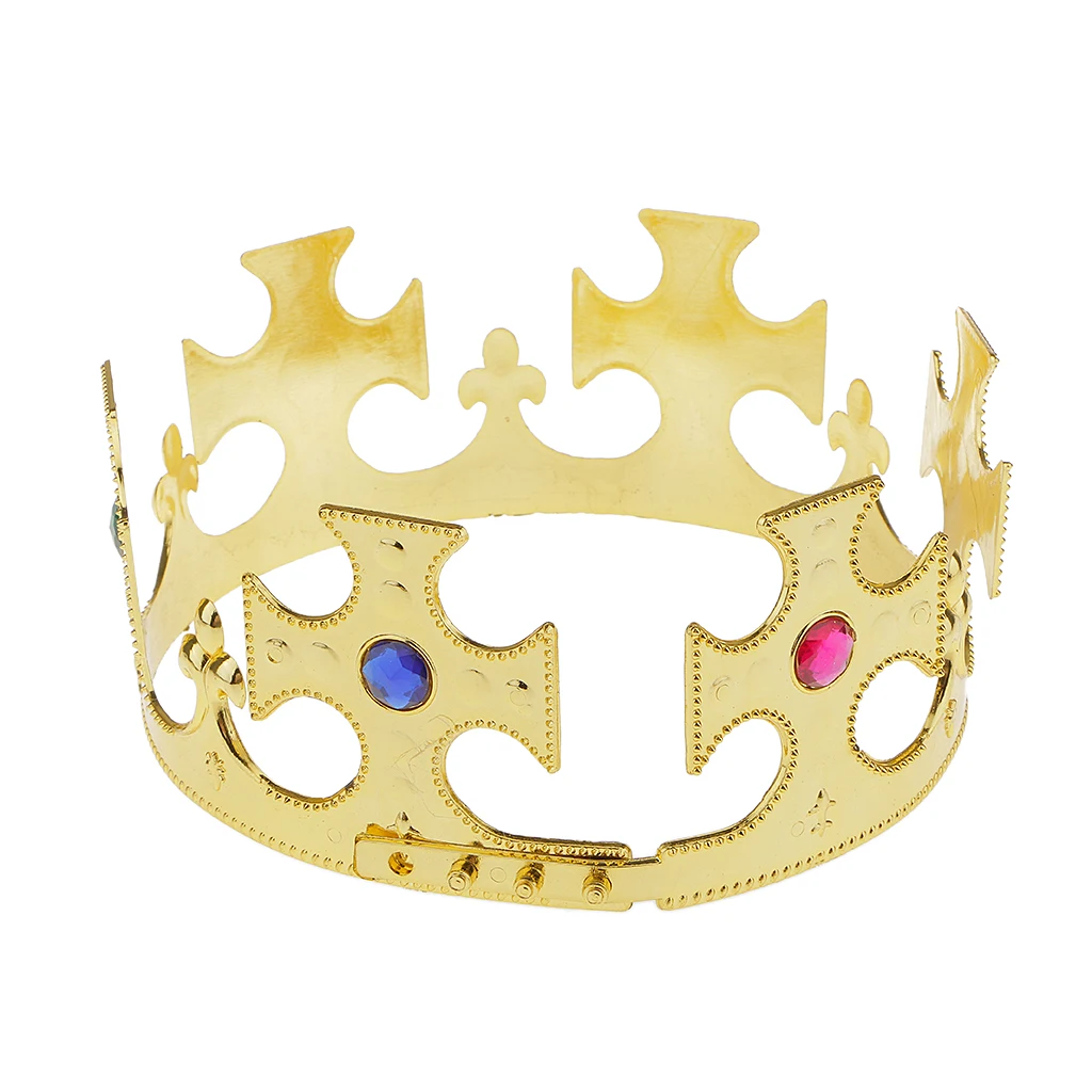 Novelty Vintage Gold Plastic Kings Queens Crown Royal Fancy Dress Party Costume Hat Accessory for Adult