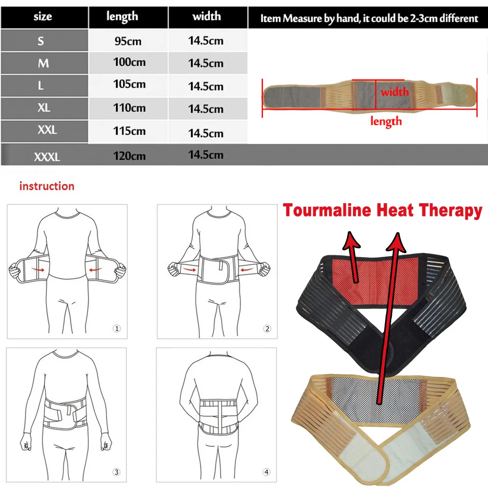 

Magnetic Tourmaline Self Heating Lower Back Lumbar Waist Support Belt Brace Orthopedic Protection Posture Corrector Corset Belts