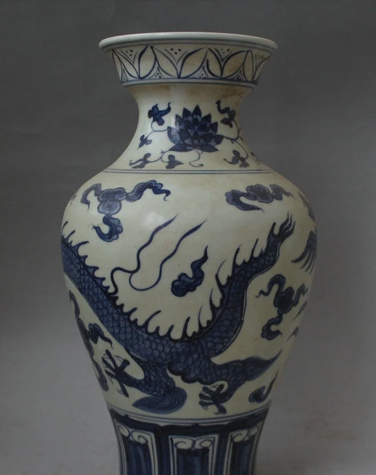 16 &quotКитайский дворец синий белый фарфор летающий дракон феникс бутылка с