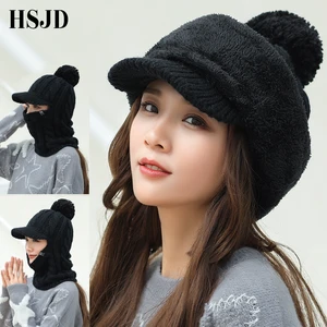Зимняя шапка для мужчин и женщин теплые головные уборы Skullies шапки-бини шапка Защита лица и шеи Балаклава женщины Gorras капот вязаная шапка бини шапки-бини, шапка на каждый день