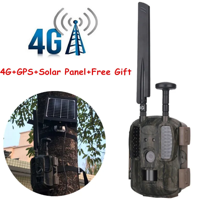 Охотничья камера ночного видения, 4G, с солнечной панелью, внешняя, 3000 ма/ч, фото ловушки, камера для охоты, быстрая передача, 4 г