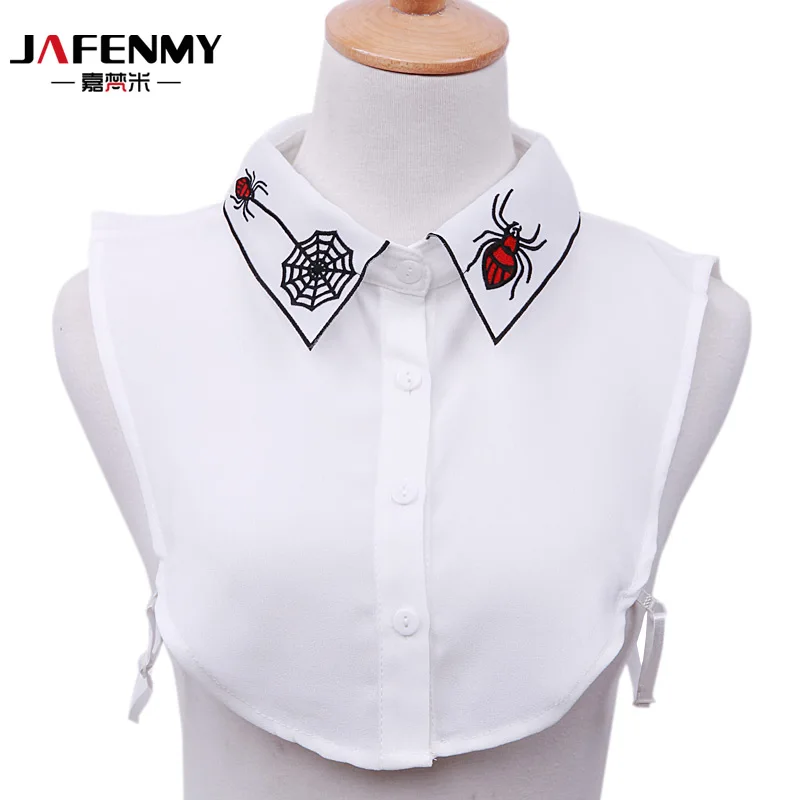 2017 новая мода Поддельный Воротник паук белый шифон галстук съемный воротник