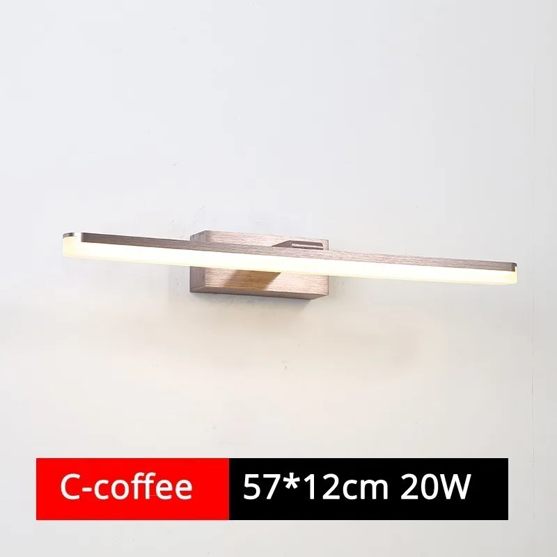 C coffee 57cm 16 Вт 24 Вт современный противотуманный водонепроницаемый акриловый зеркальный светильник светодиодный настенный светильник для ванной комнаты серебряный кофе Внутреннее освещение светильник бра для дома - Цвет абажура: C coffee 57cm