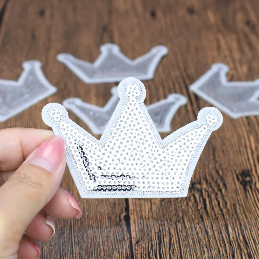 5PCS Bling Crown Sequin Patches for Clothing Shoes Iron on Transfer Applique Patch Clothes Bags DIY Sew Embroidered Badge | Дом и сад