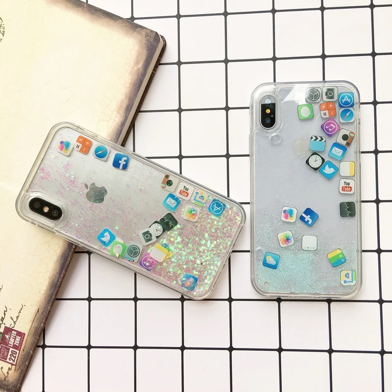 Мобильные приложения значок для iphone X чехол Забавный узор жидкость зыбучие пески