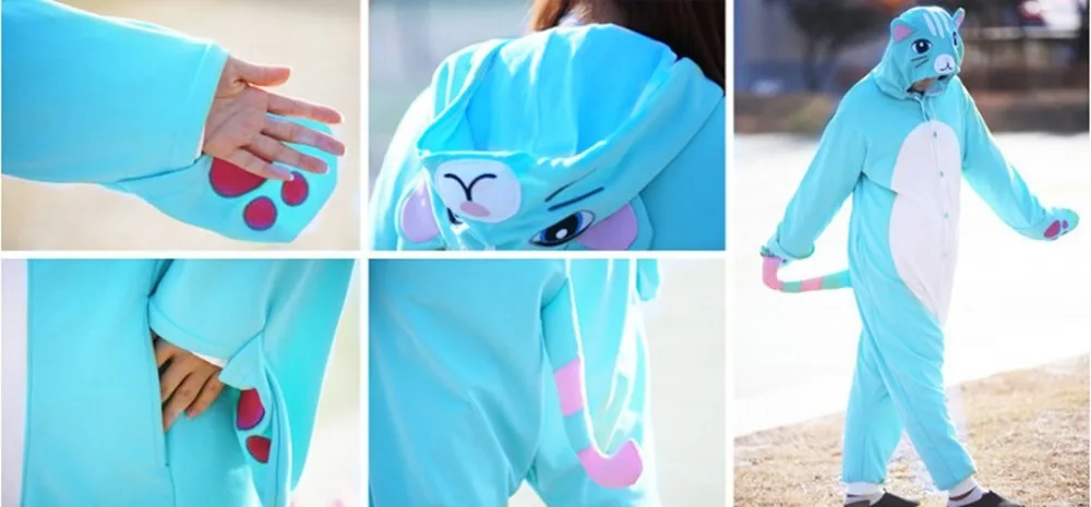 Новые пижамы с изображением животных синего кота одежда для сна унисекс